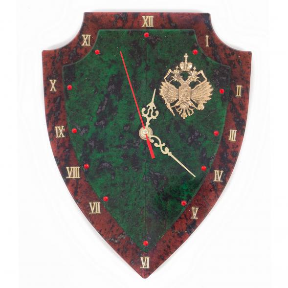 Настенные часы &amp;quot;Щит&amp;quot; бронза змеевик 117236