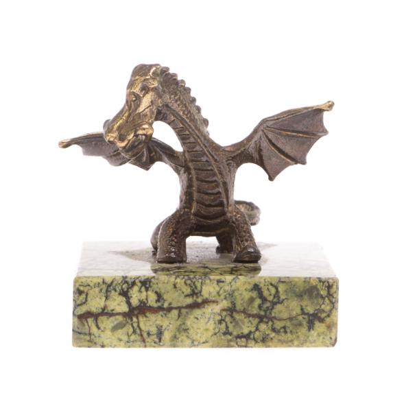 Статуэтка из бронзы &amp;quot;Дракончик&amp;quot; на подставке из змеевика 126559