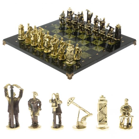 Шахматы настольные &amp;quot;Нефтяники&amp;quot; 44х44 см змеевик 127410