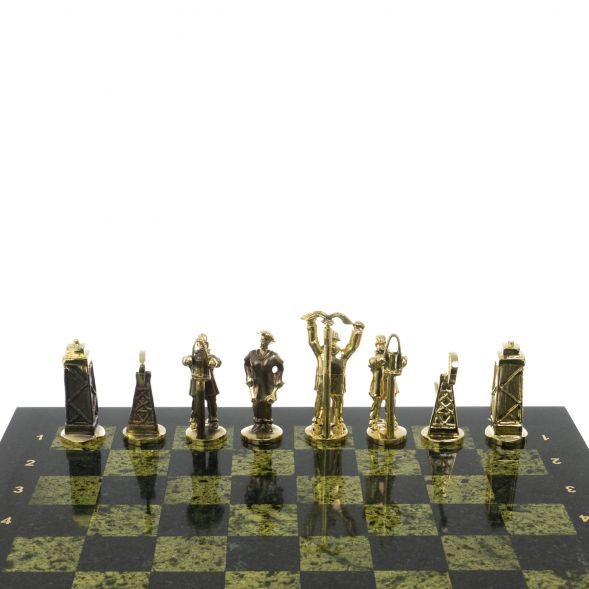 Шахматы настольные &amp;quot;Нефтяники&amp;quot; 44х44 см змеевик 127410