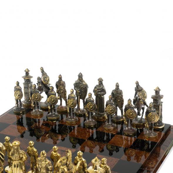 Шахматы &amp;quot;Богатыри&amp;quot; фигуры бронза доска 40х40 см из обсидиана 128355