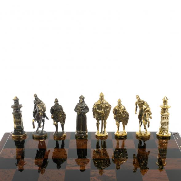 Шахматы &amp;quot;Богатыри&amp;quot; фигуры бронза доска 40х40 см из обсидиана 128355