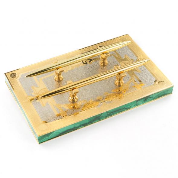 Настольный набор &amp;quot;Лев&amp;quot; малахит 120055