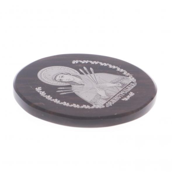 Икона в автомобиль &amp;quot;Семистрельная&amp;quot; на коричневом обсидиане 47 мм 122009