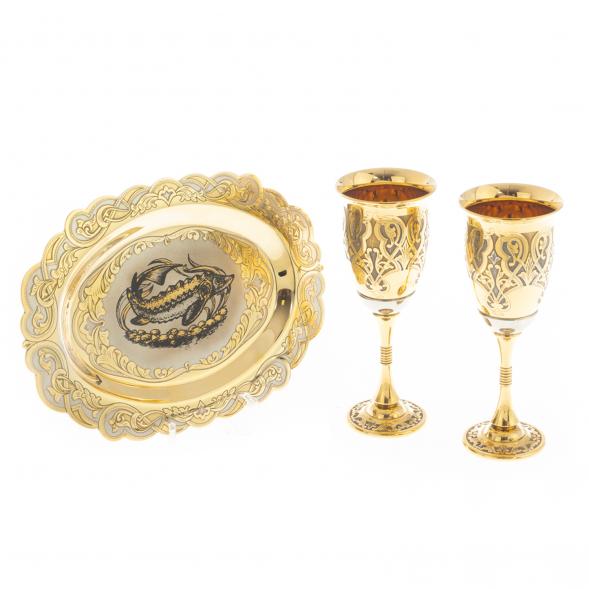 Набор две рюмки на подносе &amp;quot;Селедочница&amp;quot; Златоуст 122269