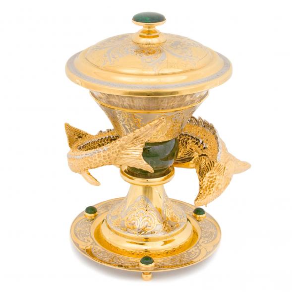 Икорница &amp;quot;Осетр&amp;quot; из нефрита Златоуст 116481