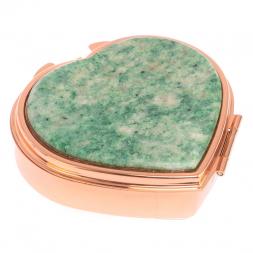 Таблетница "Сердце" на 3 отделения камень лиственит цвет красное золото