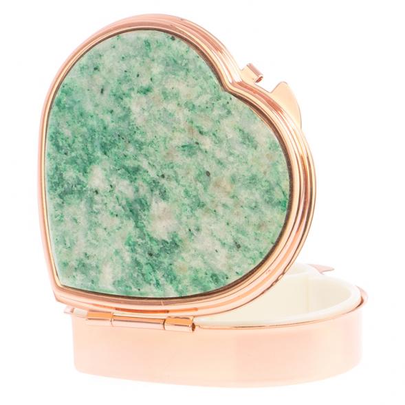 Таблетница &amp;quot;Сердце&amp;quot; на 3 отделения камень лиственит цвет красное золото 125966