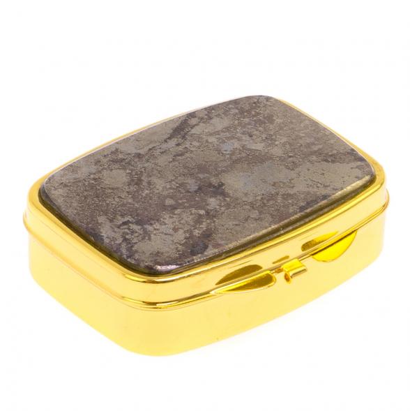 Таблетница на 2 отделения камень борнит цвет золото 126170