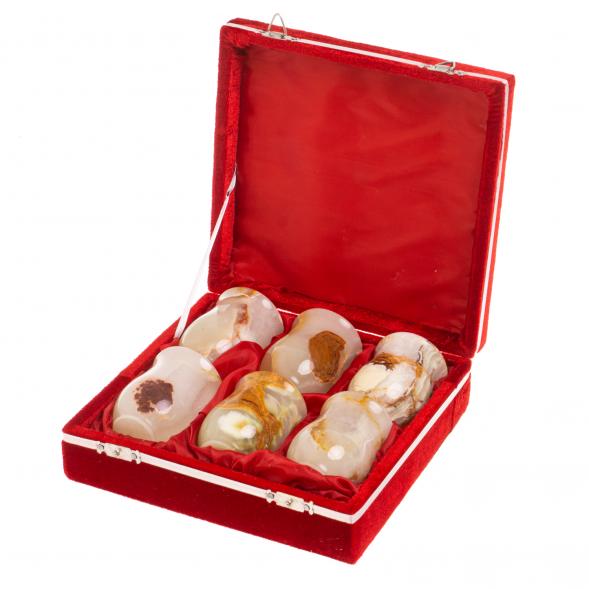 Набор стопок из оникса 60 мл в футляре 6 шт 5,2х7 см (2х3) 126477