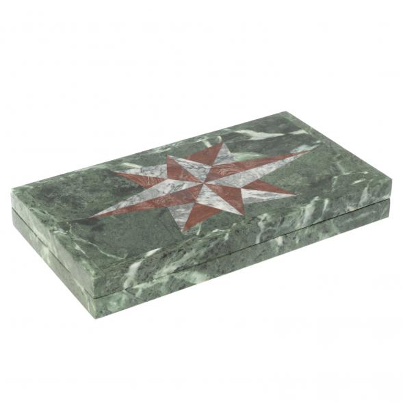 Нарды из камня &amp;quot;Роза ветров&amp;quot; серый мрамор / лемезит 126941