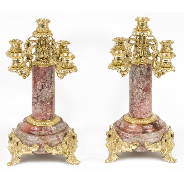 Бронзовые канделябры 5 свечей камень креноид пара 117915