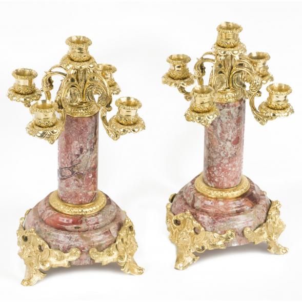 Бронзовые канделябры 5 свечей камень креноид пара 117915