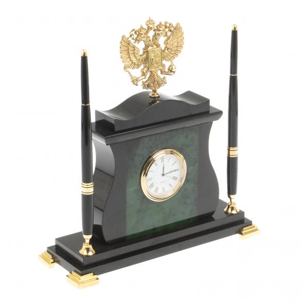 Настольные часы &amp;quot;Герб России&amp;quot; из нефрита 127094