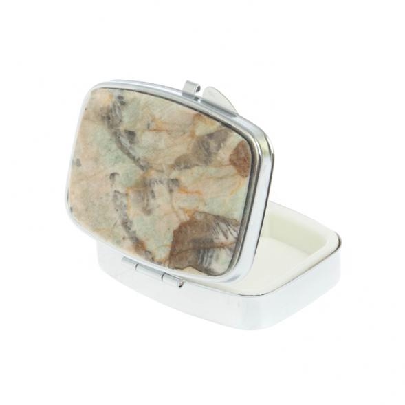 Таблетница на 2 отделения камень амазонит дымчатый кварц цвет серебро 127810