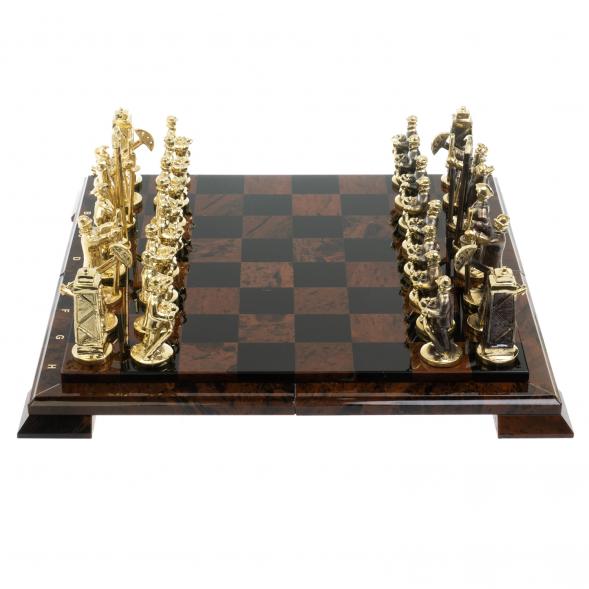 Шахматы &amp;quot;Нефтяники&amp;quot; фигуры бронза доска 40х40 см из обсидиана 128356