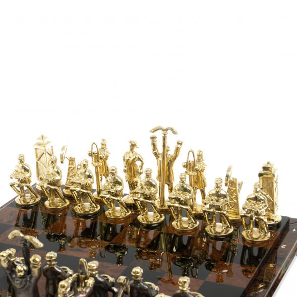 Шахматы &amp;quot;Нефтяники&amp;quot; фигуры бронза доска 40х40 см из обсидиана 128356