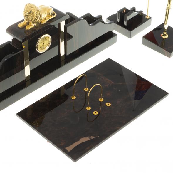 Письменный набор &amp;quot;Гордый лев&amp;quot; черный обсидиан 122337