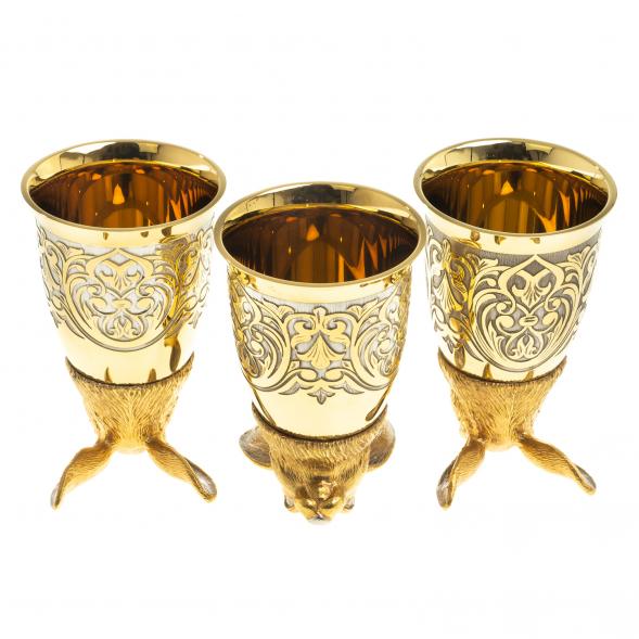 Подарочный набор &amp;quot;Заяц&amp;quot; тарелка и 3 стопки перевертыша Златоуст 123689