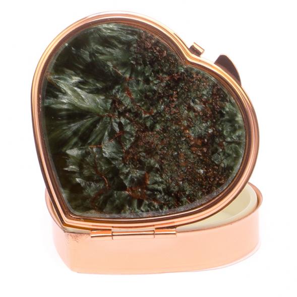 Таблетница &amp;quot;Сердце&amp;quot; на 3 отделения камень серафинит цвет красное золото 125577