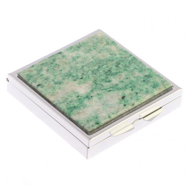 Таблетница на 4 отделения камень лиственит цвет серебро 125967