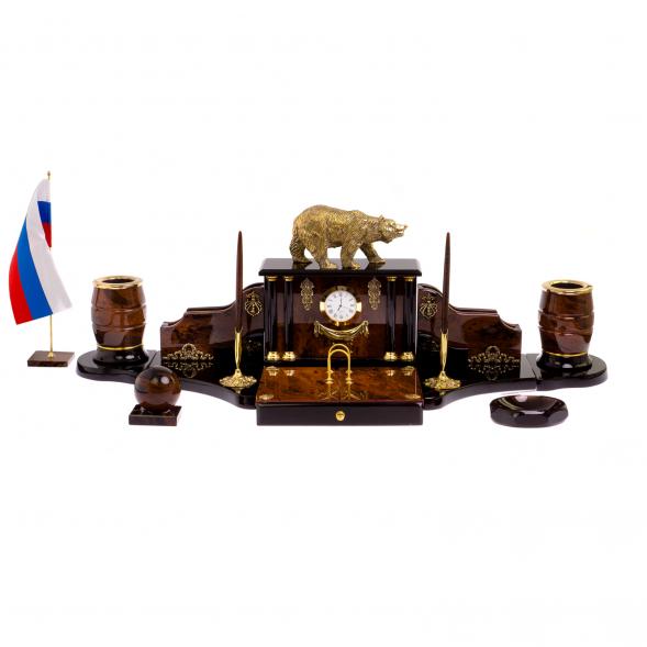 Настольный прибор &amp;quot;Медведь&amp;quot; из обсидиана 126249