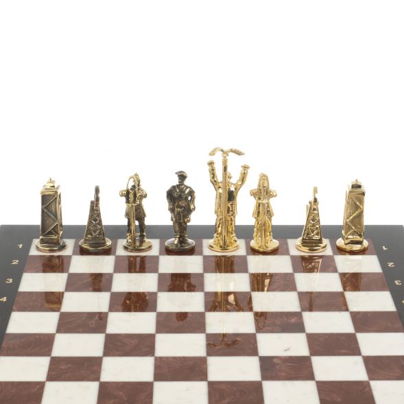 Шахматы подарочные &amp;quot;Нефтяники&amp;quot; 44х44 см лемезит мрамор 127412