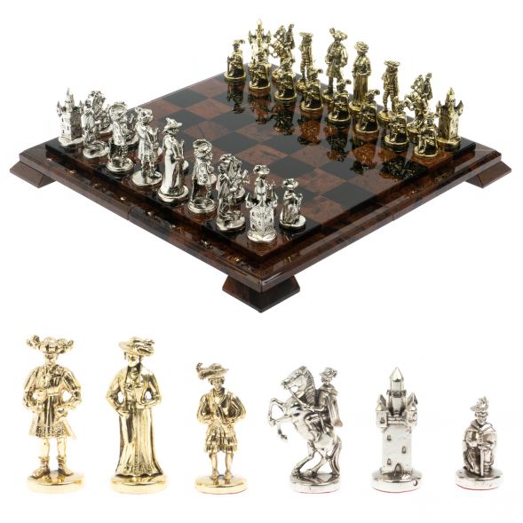 Шахматы &amp;quot;Средневековье&amp;quot;  доска 40х40 см из обсидиана 128357