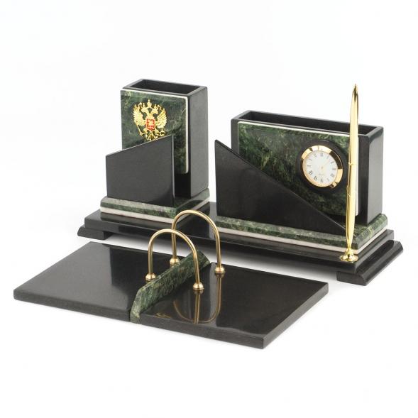 Настольный набор &amp;quot;Кремлевский&amp;quot; камень змеевик мрамор 119602