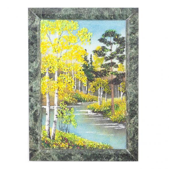 Картина из камня &amp;quot;Осенний пейзаж&amp;quot; рамка змеевик 13х18 см 119788