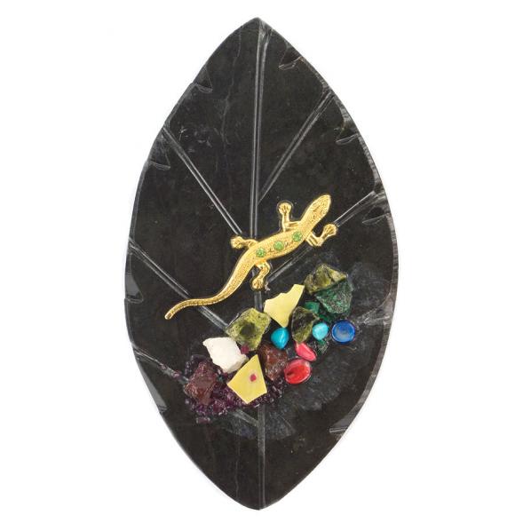 Магнит &amp;quot;Ящерица на листе&amp;quot; черный 120057