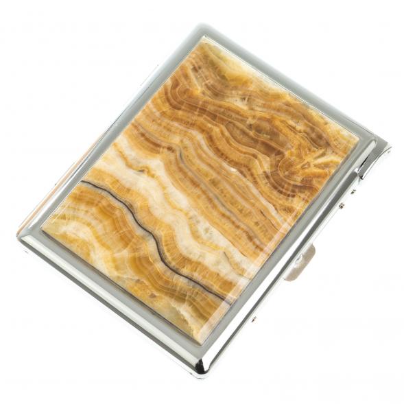 Портсигар на 10 сигарет с зажигалкой камень оникс 123417