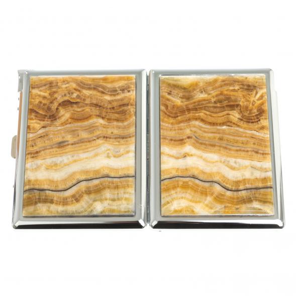 Портсигар на 10 сигарет с зажигалкой камень оникс 123417