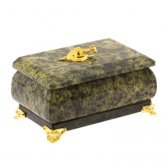 Шкатулка из змеевика &amp;quot;Ларец&amp;quot; на ножках 10,5х6х6 см 124912
