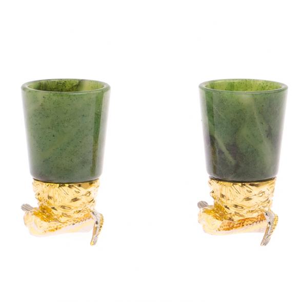 Стопки перевертыши &amp;quot;Осетры&amp;quot; 2 шт нефрит бронза Златоуст 125337