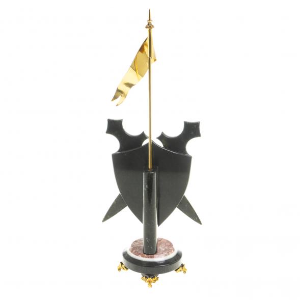 Часы &amp;quot;Щит с флагом&amp;quot; змеевик мрамор креноид 116687