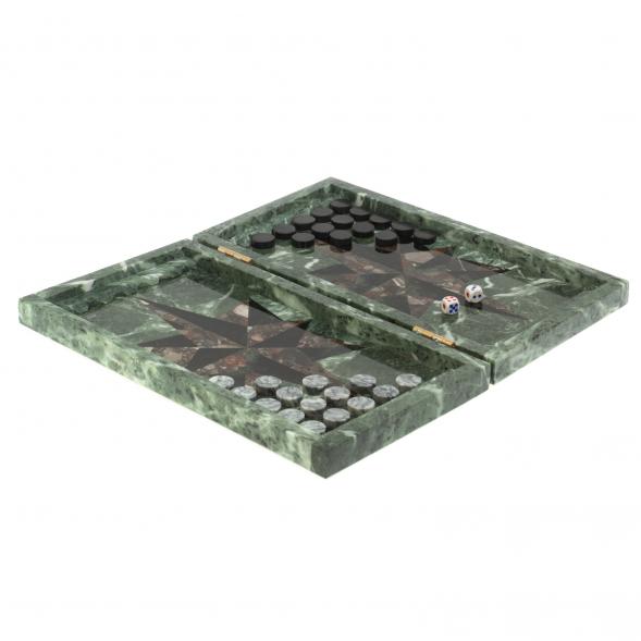 Нарды из камня &amp;quot;Роза ветров&amp;quot; конгломерат / черный змеевик 126943