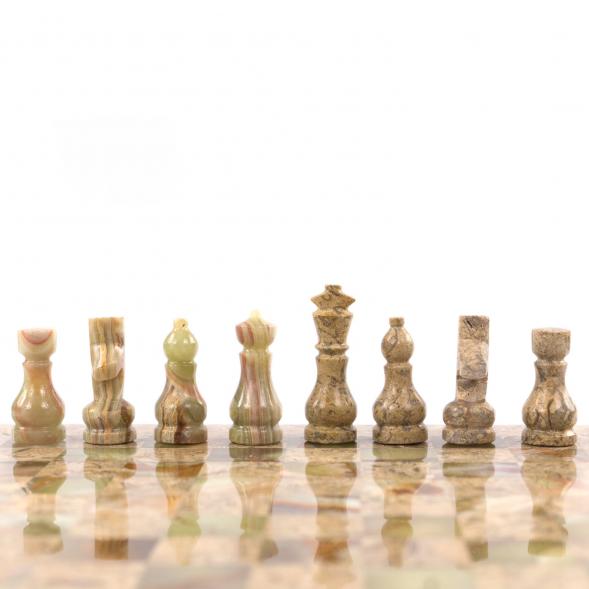 Подарочные шахматы &amp;quot;Игрок&amp;quot; камень оникс ракушечник 25х25 см 121656