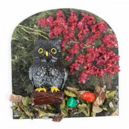 Магнит &amp;quot;Филин на ветке&amp;quot; змеевик