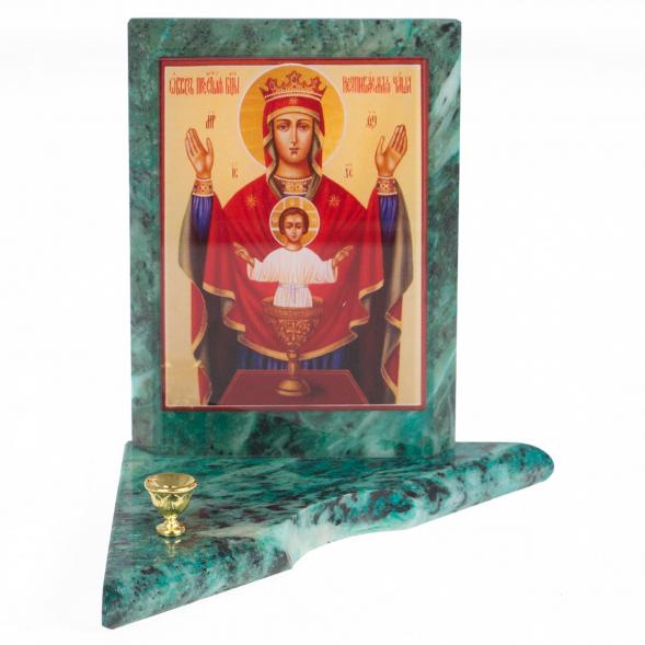 Икона с подсвечником Неупиваемая Чаша средняя змеевик 12х12х13 см 119142