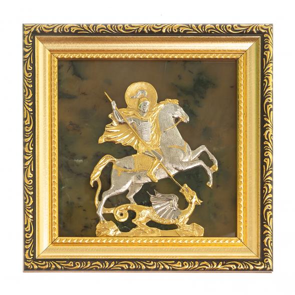 Панно &amp;quot;Георгий Победоносец&amp;quot; камень нефрит багет 119604