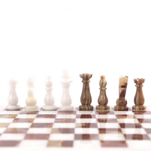 Шахматы из камня &amp;quot;Школьные&amp;quot; камень оникс мрамор 25х25 см 121657