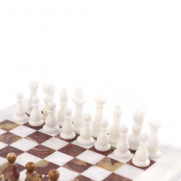 Шахматы из камня &amp;quot;Школьные&amp;quot; камень оникс мрамор 25х25 см 121657