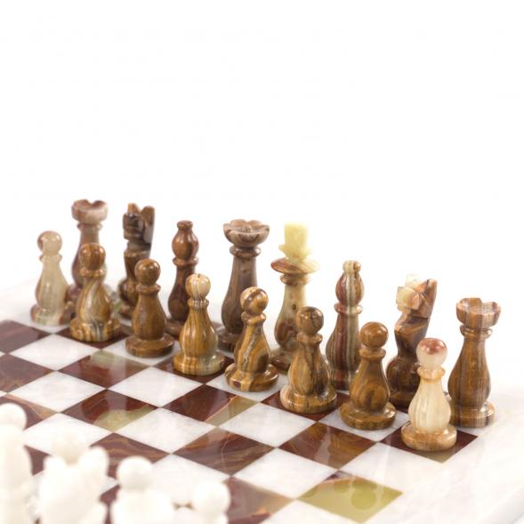 Шахматы из камня &amp;quot;Школьные&amp;quot; камень оникс мрамор 25х25 см 121657