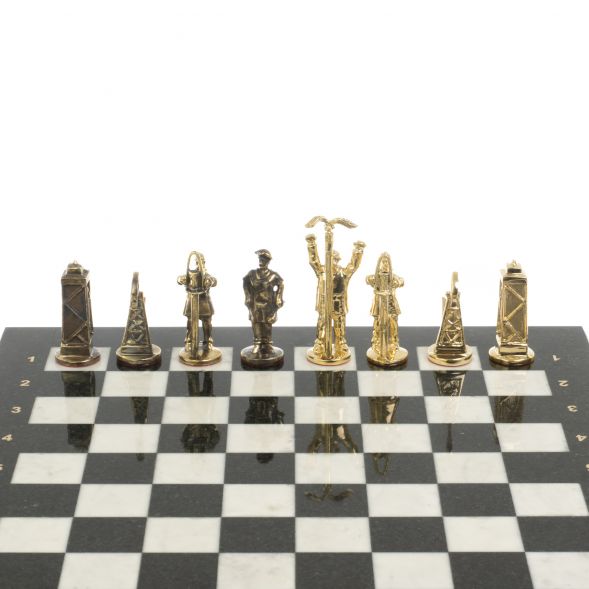 Шахматы подарочные &amp;quot;Нефтяники&amp;quot; 44х44 см мрамор змеевик 127415