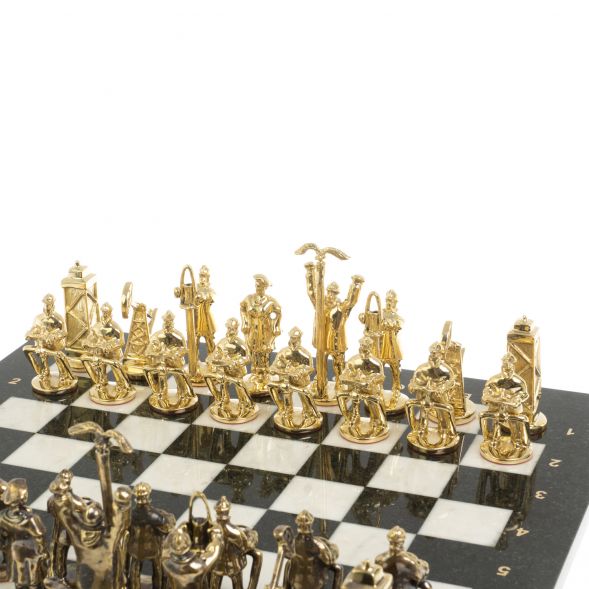 Шахматы подарочные &amp;quot;Нефтяники&amp;quot; 44х44 см мрамор змеевик 127415