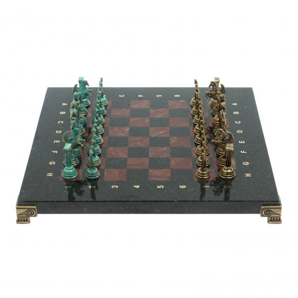 Шахматы &amp;quot;Подвиги Геракла&amp;quot; бронза / патина 28х28 см из лемезита 128196
