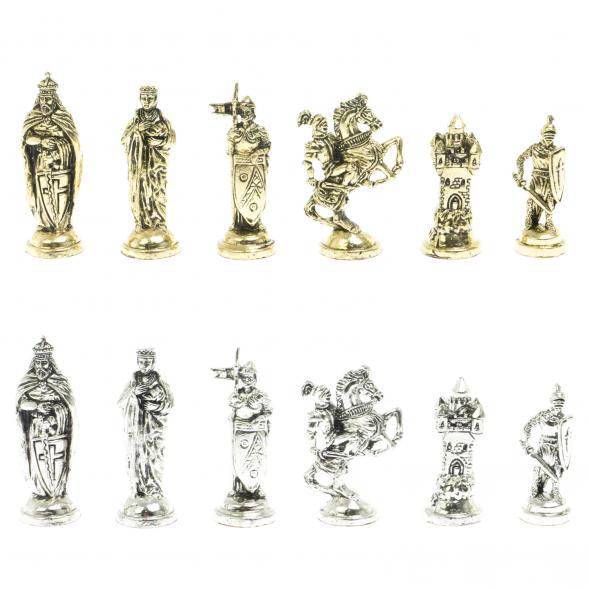 Шахматы &amp;quot;Рыцари крестоносцы&amp;quot; 44х44 см из змеевика и серого мрамора 128280