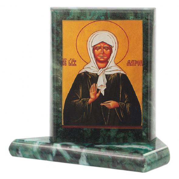 Икона настольная Матрона Московская малая змеевик 7,5х6,5х8 см 119975