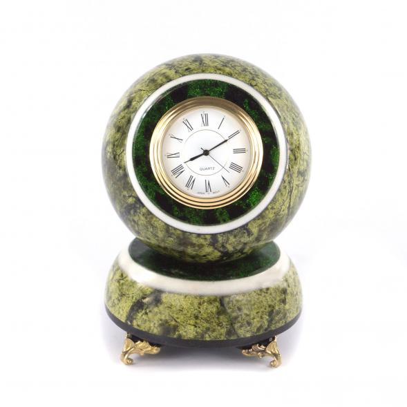 Подарочные часы &amp;quot;Шар Антистресс&amp;quot; из камня змеевик 11х11х14 см 121376